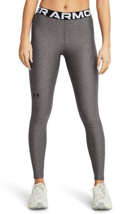 Under Armour HeatGear Leggings in Charcoal Heather/Black at Nordstrom, Size Xx-Large