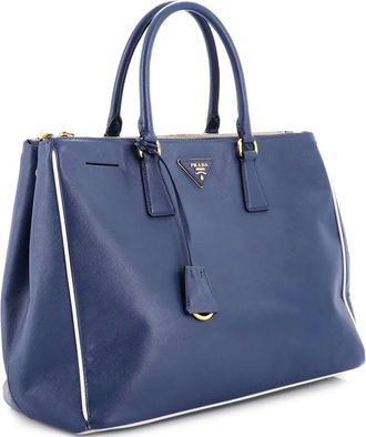 Prada Lux Saffiano leren grote shopper met dubbele rits - Blauw