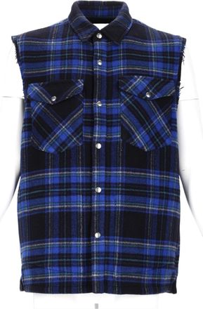 Department Five Sleeveless Plaid Shirt With Button-Down Front And Flap Pockets