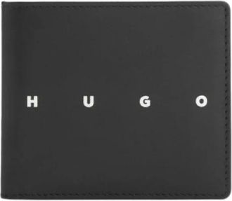 HUGO BOSS Portemonnee met contrasterend logo - Heren - Portefeuilles - Zwart - ONE Size - Leer - Accessoires