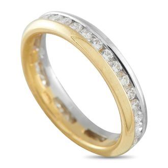 Luxury Bazaar 18K Yellow Gold and White Gold 1.08 ct Diamond Round Eternity Ring MF04-012226