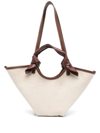 Hereu canvas tote bag - women - Calf Leather/Cotton/Lambskin/Organic Cotton - One Size - Neutrals