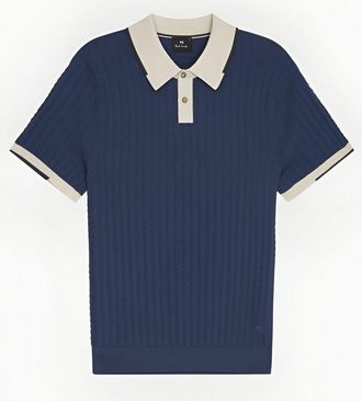 Paul Smith PS KNITTED POLOSHIRT Size: XXL, colour: BLUE