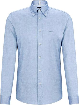 HUGO BOSS H Roan BD Shirt - Heren - Zakelijke Overhemden - Blauw - XL - Leer - Overhemden