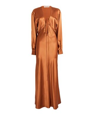 CHRISTOPHER ESBER Triquetra Front-tie Maxi Dress in Silk-satin Size XXS