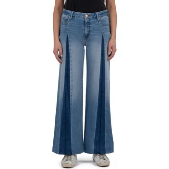 Kut from the Kloth Meg High Waist Raw Hem Wide Leg Jeans in Holy at Nordstrom Rack, Size 12