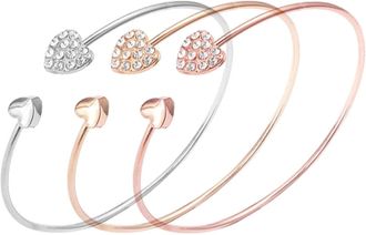 Generic Womens Heart Open Bracelet Set Adjustable Elegant Jewelry Trendy Bangle Bracelet Attractive and Fashion Multicoloured