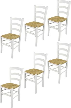 Tommychairs Tommychairs 6 Sillas Venezia En Haya Blanca Y Asiento De Paja