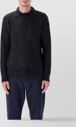 Auralee mohair polo sweater collared design