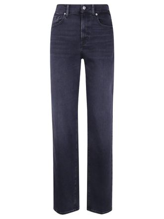 7 For All Mankind Black Straight High Rise Jeans