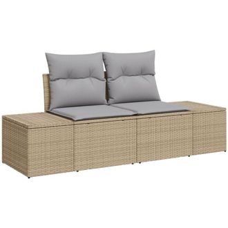 vidaXL Sof&aacute; De Jard&iacute;n Con Coj&iacute;n Beige 184 X 62 X 69 Cm Rat&aacute;n Sint&eacute;tico Vidaxl