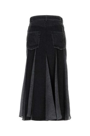 sacai Midi Denim with Belt Denim Skirt - Black