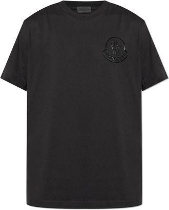 Moncler T-shirt met logo - Heren - T-shirts - Zwart - S - Katoen - Tops