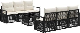 vidaXL Conjunto De Sof&aacute;s De Jard&iacute;n 7 Uds. Negro Rat&aacute;n Sint&eacute;tico Vidaxl
