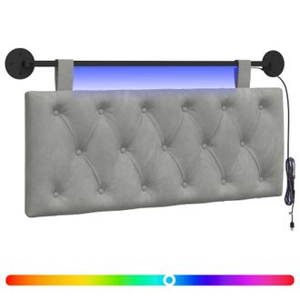 vidaXL Cabecero Colgante Con Luz Led Gris Claro Terciopelo Vidaxl