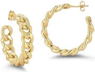 Glaze Jewelry 14K Gold Plated Silver Medium Curb Hoop Earrings at Nordstrom Rack