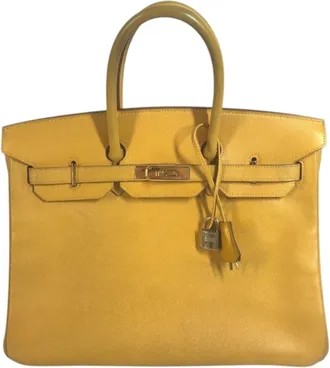 Herm&egrave;s Jaune Yellow Leather Handbag Tote Bag (Pre-Owned)