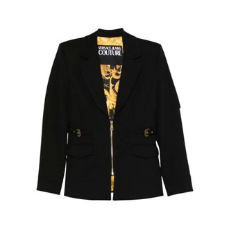 Versace Jeans Couture Blazers, female, Black, Size: XL Zip Blazer