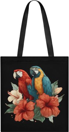Generic Parrots Hibiscus Hawaiian Tote Bag for Women Men Shoulder Bags Purses Pouch Handbags