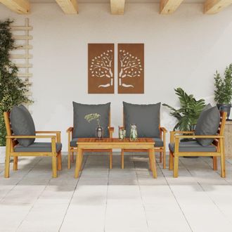 Berkfield Home 5 Piece Garden Lounge Set with Cushions Solid Wood Acacia in Brown