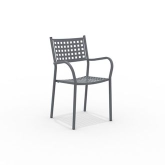 MondoViro Conjunto de 8 sillones de metal gris con reposabrazos 53x53 cm 85h