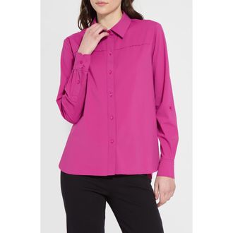 Lyssé Roll Tab Button Down Shirt in Fuchsia at Nordstrom Rack, Size Large
