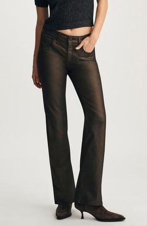 Mavi Vicky Mid Rise Bootcut Jeans in Brown Shiny Gold Premium at Nordstrom, Size 28 X 32