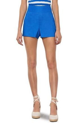 Alice & Olivia Donald High Waist Linen Blend Shorts in Trueblue at Nordstrom Rack, Size 10