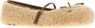 Gucci Womens Shearling Ballerina Beige