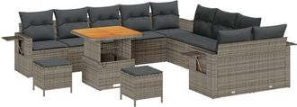 vidaXL Garden Sofa Set with Storage 13 pcs Grey Poly rattan Vidaxl