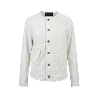 Mr & Mrs Italy Chaqueta sin cuello con inserci&oacute;n de encaje - Jackets - Mujer - Blanco - 2XS
