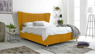 Casa Tatum Mustard Plush Velvet Small Double Bed Frame