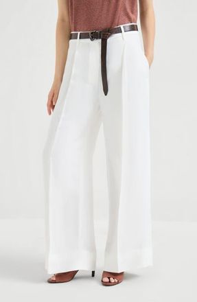 Brunello Cucinelli Loose Pleated trousers in White at Nordstrom, Size 50 It