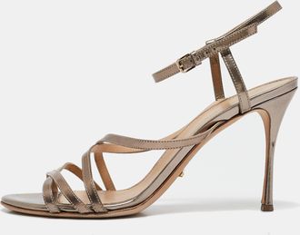 Sergio Rossi Metallic Leather Strappy Sandals