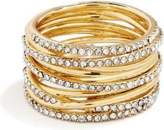 BaubleBar Jamila Crystal Multiband Ring in Gold at Nordstrom, Size 8