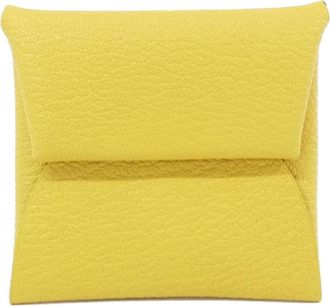 Herm&egrave;s Yellow Chevre Leather Coin Purse/Coin Case (Pre-Owned)