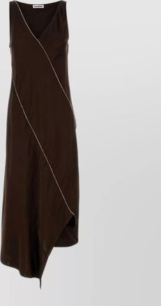 Jil Sander strapless satin dress asymmetric hem