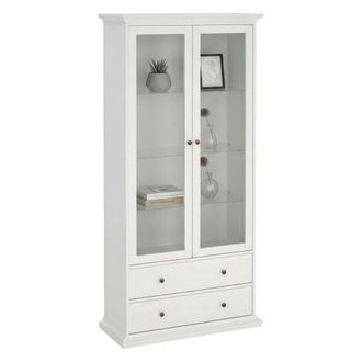 Dmora Vitrina Gaetane, Aparador De Exposici&oacute;n, Vitrina Multiusos, Aparador De Sal&oacute;n, 96x42 H201 Cm, Blanco - Dmora