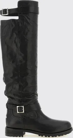 Jimmy Choo London Stivali biker al ginocchio in pelle di agnello con punta tonda