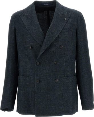 Tagliatore Green Montecarlo Double-Breasted Wool-Blend Blazer