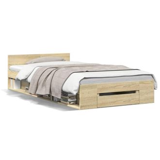 Berkfield Home Bed Frame with Drawer Frame Sonoma Oak 75x190 cm Small Single in Light Oak