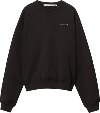 Alexander Wang logo-print crew-neck sweater - unisex - Polyester/Cotton - S - Black