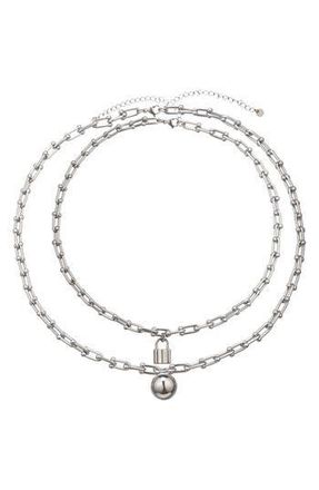 Eye Candy Los Angeles Mens Liam Lock Pendant Paperclip Necklace in Silver at Nordstrom Rack