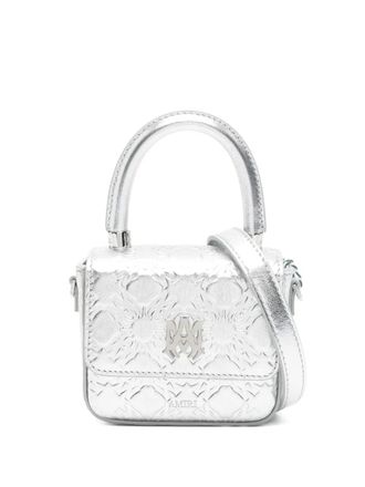 Amiri embossed top handle mini bag - Argento