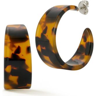 Sphera Milano Pattern Hoop Earrings in Brown/Silver at Nordstrom Rack