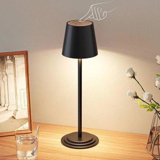 OEM L&aacute;mpara De Mesa Inal&aacute;mbrica Regulable: Iluminaci&oacute;n Led A Pilas Con Aspecto De Madera, Resistente Al Agua Y Ajustable Para Interiores Exteriores