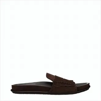 Jacquemus Slip-On Brown Suede Mules With Scalloped Detailing