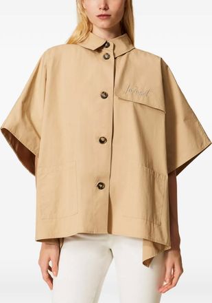 Twin-Set button woven poncho - women - Cotton - OS - Neutrals