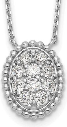 Diamond2Deal Sterling Silver 10 Stone Oval Cubic Zirconia Necklace 18