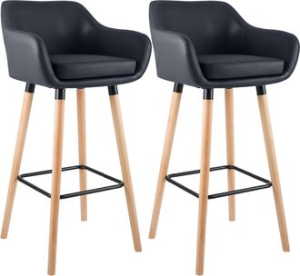 Clp Clp - Set De 2 Taburetes Grant En Simil Cuero Negro